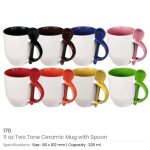 Ceramic Mugs with Spoon - Image 3