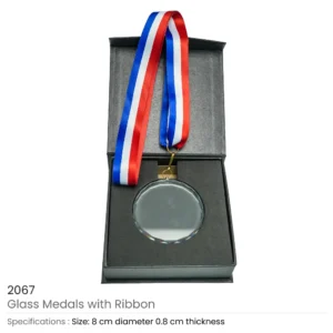 Glass Medals with Ribbon and Box - Image 3