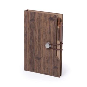 Wood Design Notebook with Sticky Note and Pen