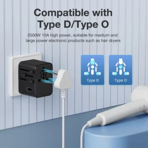 Universal Travel Adaptors, 17W, 2Type C+2USB+AC Port - Image 4