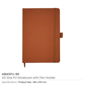 A5 PU Notebooks with Pen Holder - Image 7
