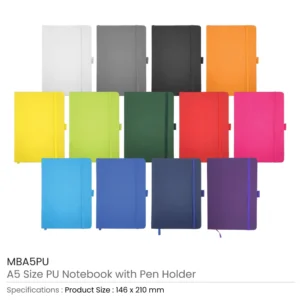 A5 PU Notebooks with Pen Holder - Image 5