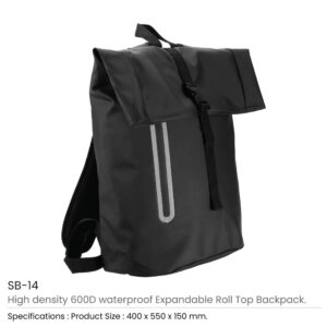 Expandable Roll-Top Backpacks, 600D Polyester Material - Image 3