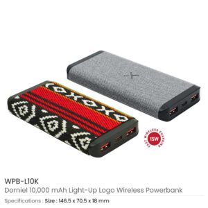 Dorniel Wireless Powerbank 10000 mAh with Light-up Logo - Image 3