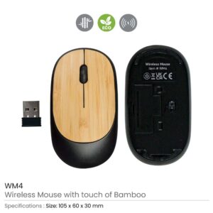 Bamboo Wireless Mouse in Black Color - Image 3