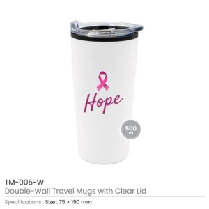 Travel Mugs with Breast Cancer Awareness Logo - Image 3