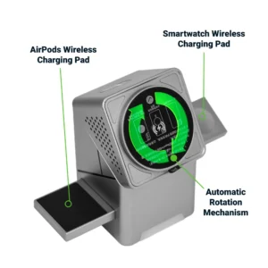 3-in-1 Rotating Wireless Charging Station 15W Fast Charging - Image 10