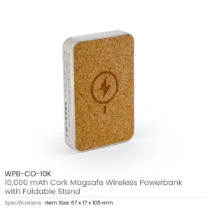 Cork MagSafe Wireless Powerbank with Foldable Stand, 15W, 10000 mAh - Image 4