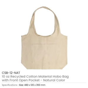 Cotton Hobo Bags with Front Pocket, 10 oz (340 GSM) - Image 4