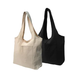 Cotton Hobo Bags with Front Pocket, 10 oz (340 GSM)