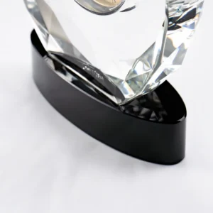 Round Crystal Clock Awards with Oval Glass Base in Box - Image 6