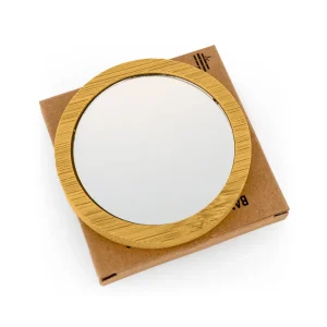 Bamboo Pocket Mirrors in Round-shaped, Lightweight & Portable - Image 3