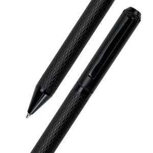 Black Metal Pens with Diamond Textured Design Barrel - Image 4