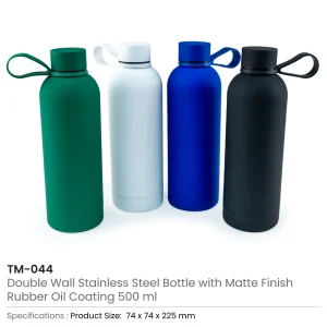 Stainless Steel Water Bottles 500ml – Double Wall, Matte Finish, Soft-Touch Rubber Coating - Image 3