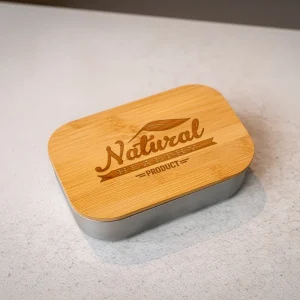 Stainless Steel Lunch Box with Bamboo Lid & Strap - Image 3