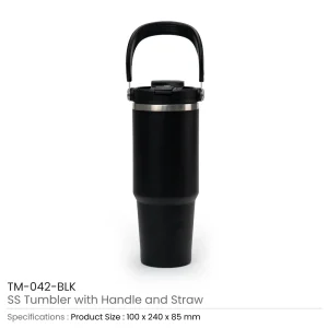 Tumbler with Handle and Straw SS Double Wall 900ml - Image 8