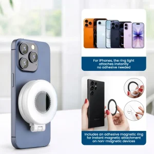 Pocket Selfie Ring Light with MagSafe, Bi-Color LED, 180° Flip Design - Image 3