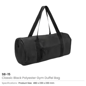 Duffle Gym Bags in Black with Zipper Closure - Image 5
