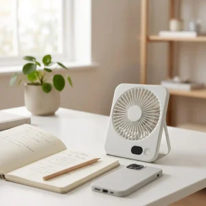 Rechargeable Table-Top Fan with Rotating Desk Stand, Compact & Portable, Type-C - Image 3